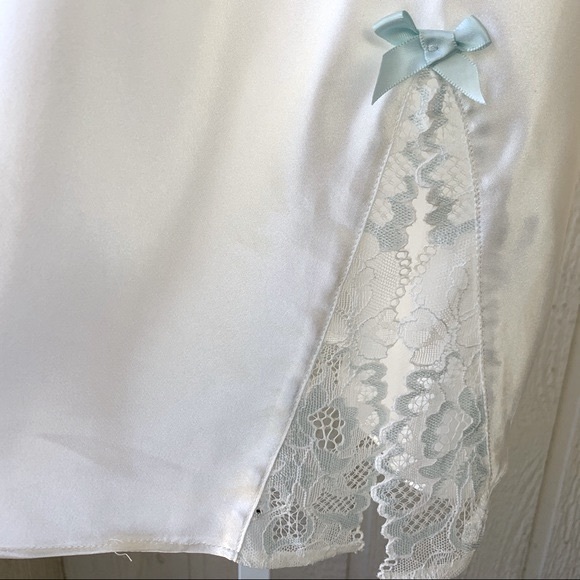 Morgan Taylor White & Blue Lace Sleepwear Slip | M - Picture 4 of 8